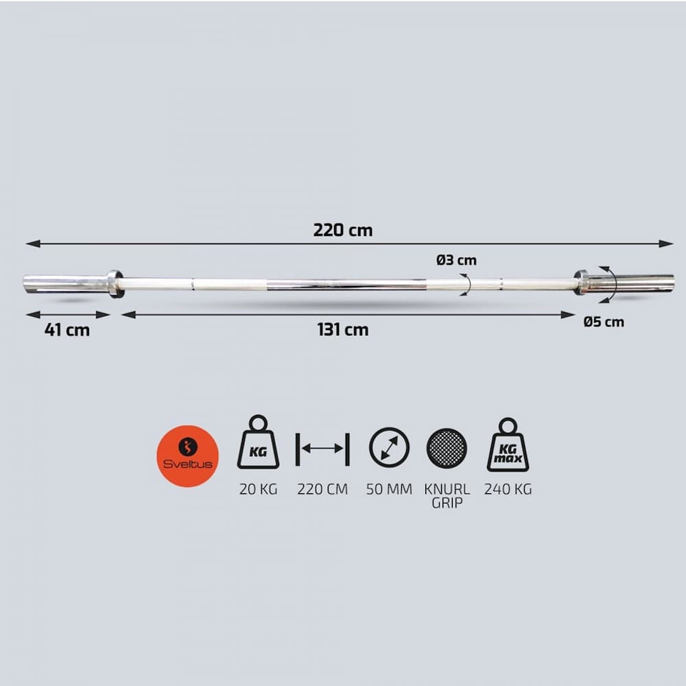 Barre training olympique + 2 stop disques