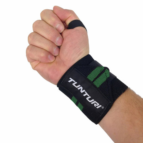 Wrist Wraps Noir et Vert (la paire) TUNTURI - FitnessBoutique