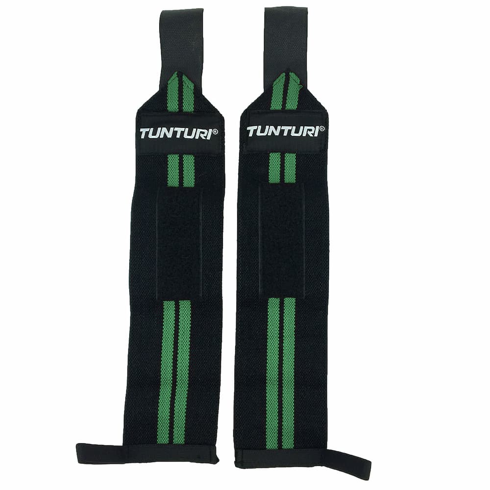 Wrist Wraps Noir et Vert (la paire) TUNTURI - FitnessBoutique