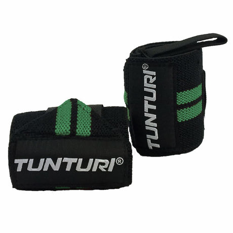 Wrist Wraps Noir et Vert (la paire) TUNTURI - FitnessBoutique